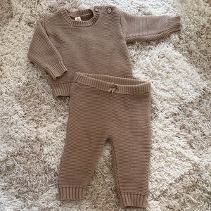 Cozy Knit Kids Matching Set in Brown